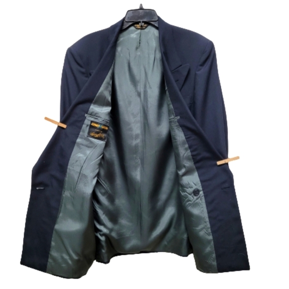 🔥 VINTAGE Johnny Carson Navy Double Breasted Sports Coat 💙💙💙 - Picture 3 of 8